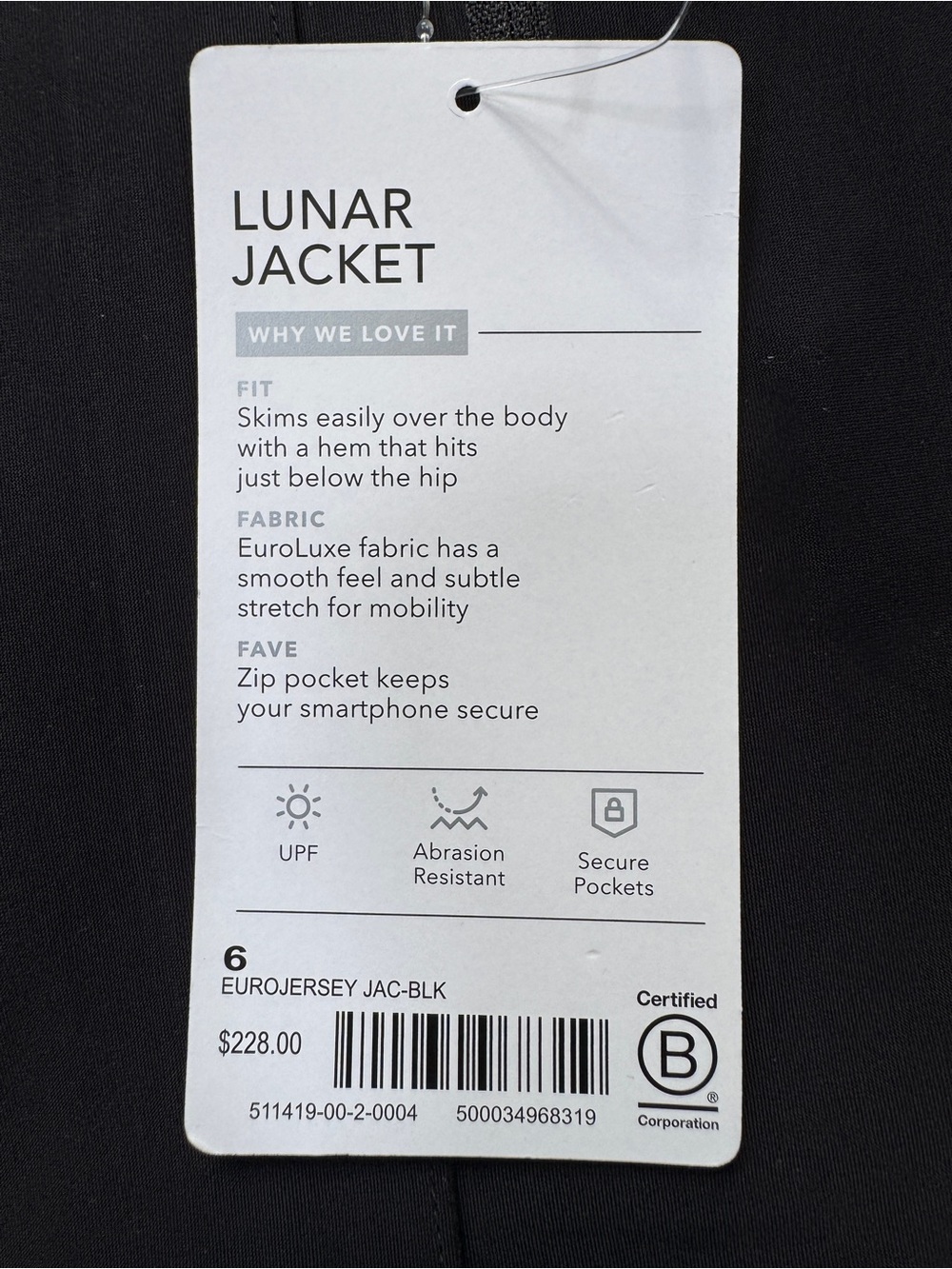 Athleta Lunar Jacket NWT Black Zip Front Size 6 - Picture 3 of 13